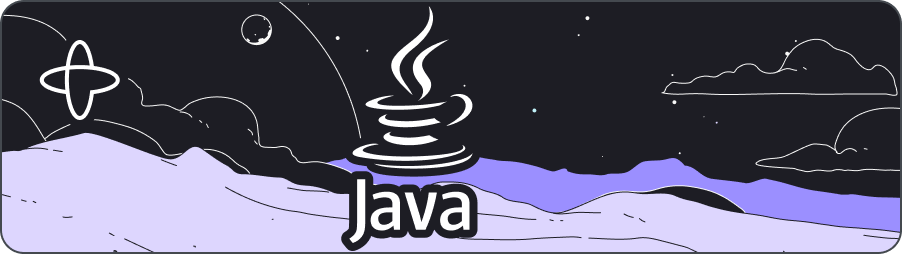 Image of an astronaut in space holding the Java logo